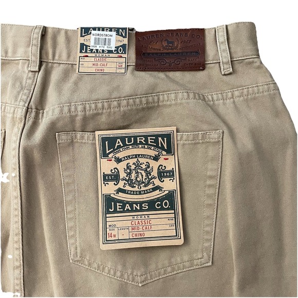 Lauren Ralph Lauren Jeans Co NWT Khaki Chino Mid Calf Summer Classic Pants 14W - Picture 5 of 11